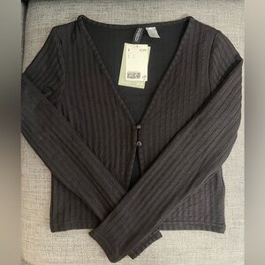 NWT H&M Charcoal Ribbed Knit Top